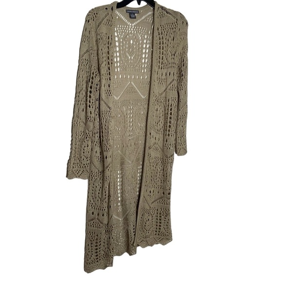 Chelsea & Theodore brown, long open front sweater with long sleeves. Size S - Picture 2 of 5